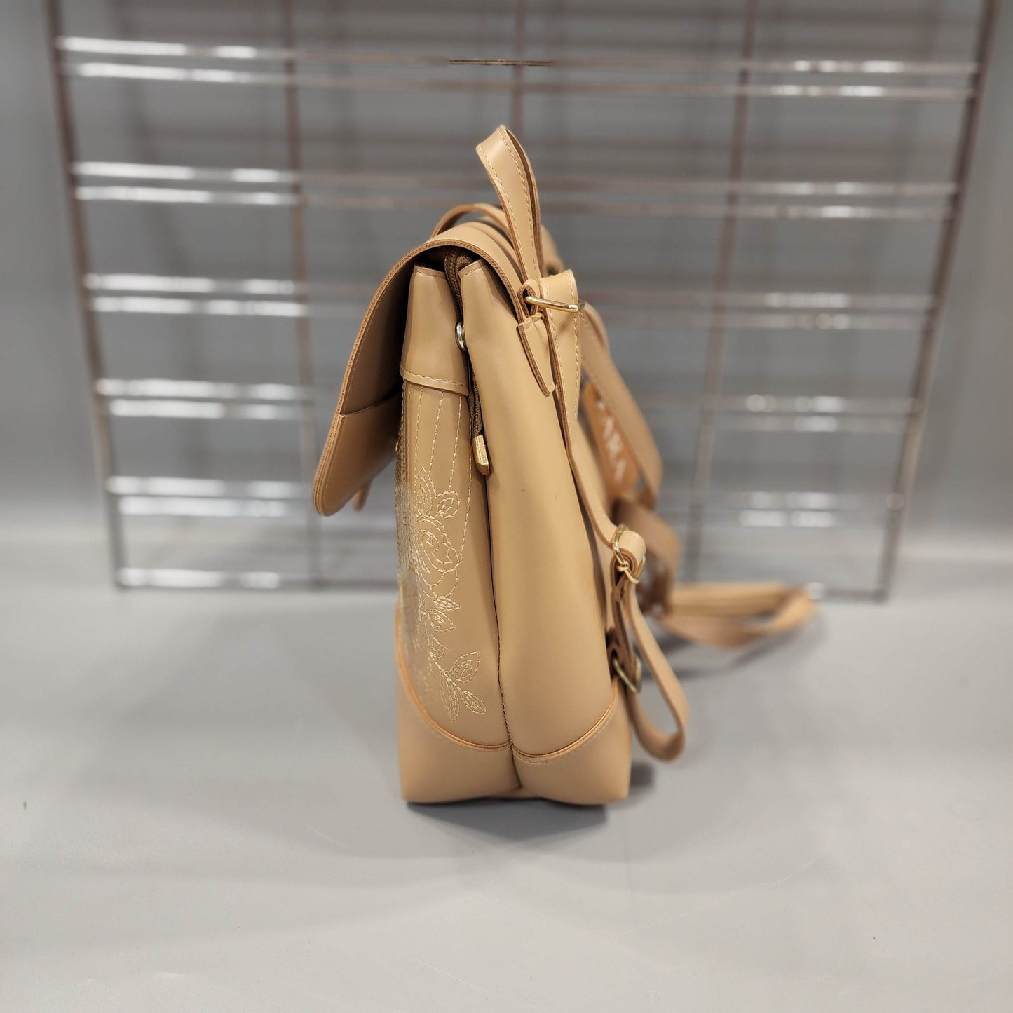 Beige Backpack With Satchel